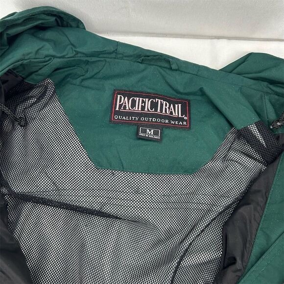 Pacific Trail Mens Green Windbreaker Jacket Size M Mid-Length Raincoat Lined - Picture 3 of 12